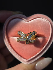 14k Yellow Gold Diamond Vintage Curve Ring Size 6.5 | Indulgems