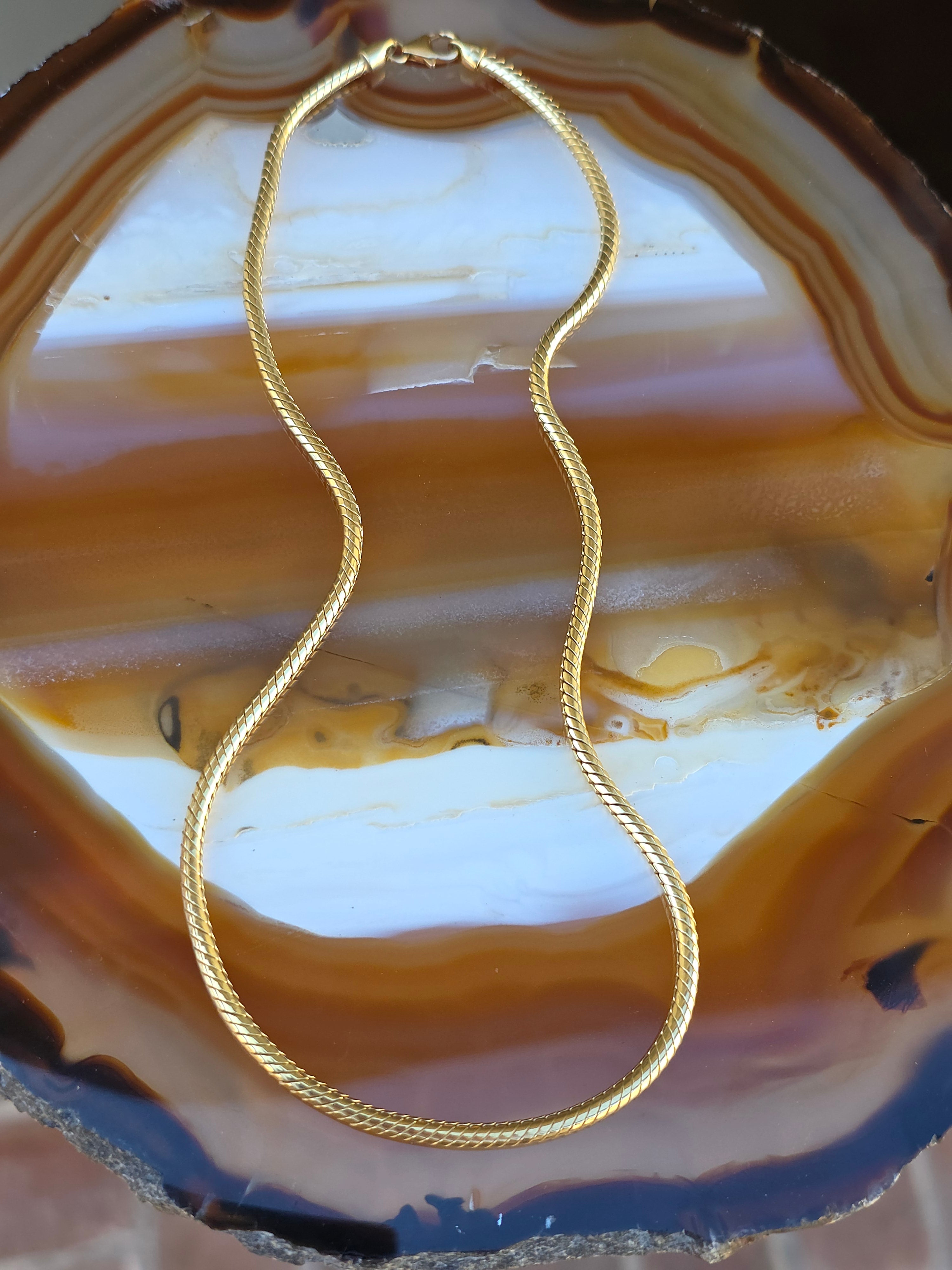 18k Solid Gold Snake Chain Necklace 17" | Indulgems