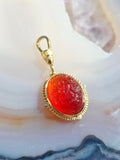 18k Solid Gold Handcarved Red Agate Gemstone Pendant | I Love You | Blooming Heart Motif | Indulgems | Designs in Real Gold | Talisman Collection