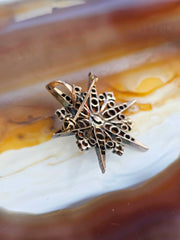 18k Yellow Gold & Silver Rose-cut Diamond Star Brooch Pendant | Indulgems | Antique