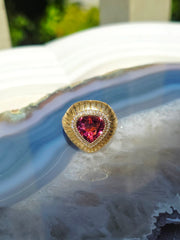 18k Solid Gold Pink Tourmaline Diamond Ring Sz 8 | Indulgems | Hanabi Collection