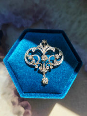 14k Gold Celestial Scrolling Motif Diamond Pendant | Indulgems | Antique Revival
