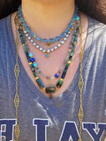 2IN1 - 18K Solid Two-Tone Gold Antique Watch Chain & Natural Green Tourmaline Faceted Barrel Gemstone Necklace