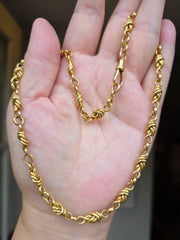 18k Solid Gold Vintage French Knotted Link Necklace | Indulgems