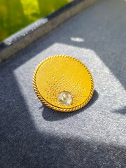 18K Yellow Solid Gold Cylindrical Brooch with Rose Cut Diamond | Indulgems | Antique Jewelry | Designs in Real Gold