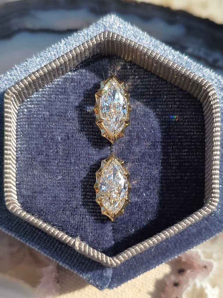 18k Solid Gold 4ct Marquise Lab Diamond Earrings | Indulgems | Aurora Collection