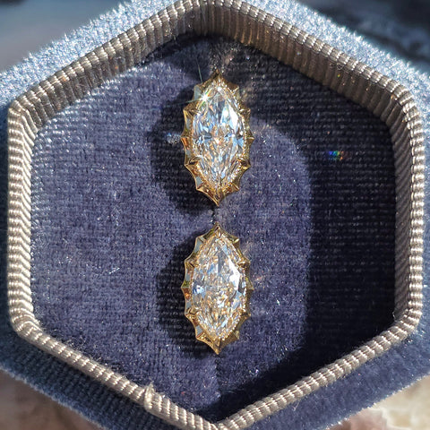 18k Solid Gold 4ct Marquise Lab Diamond Earrings | Indulgems | Aurora Collection