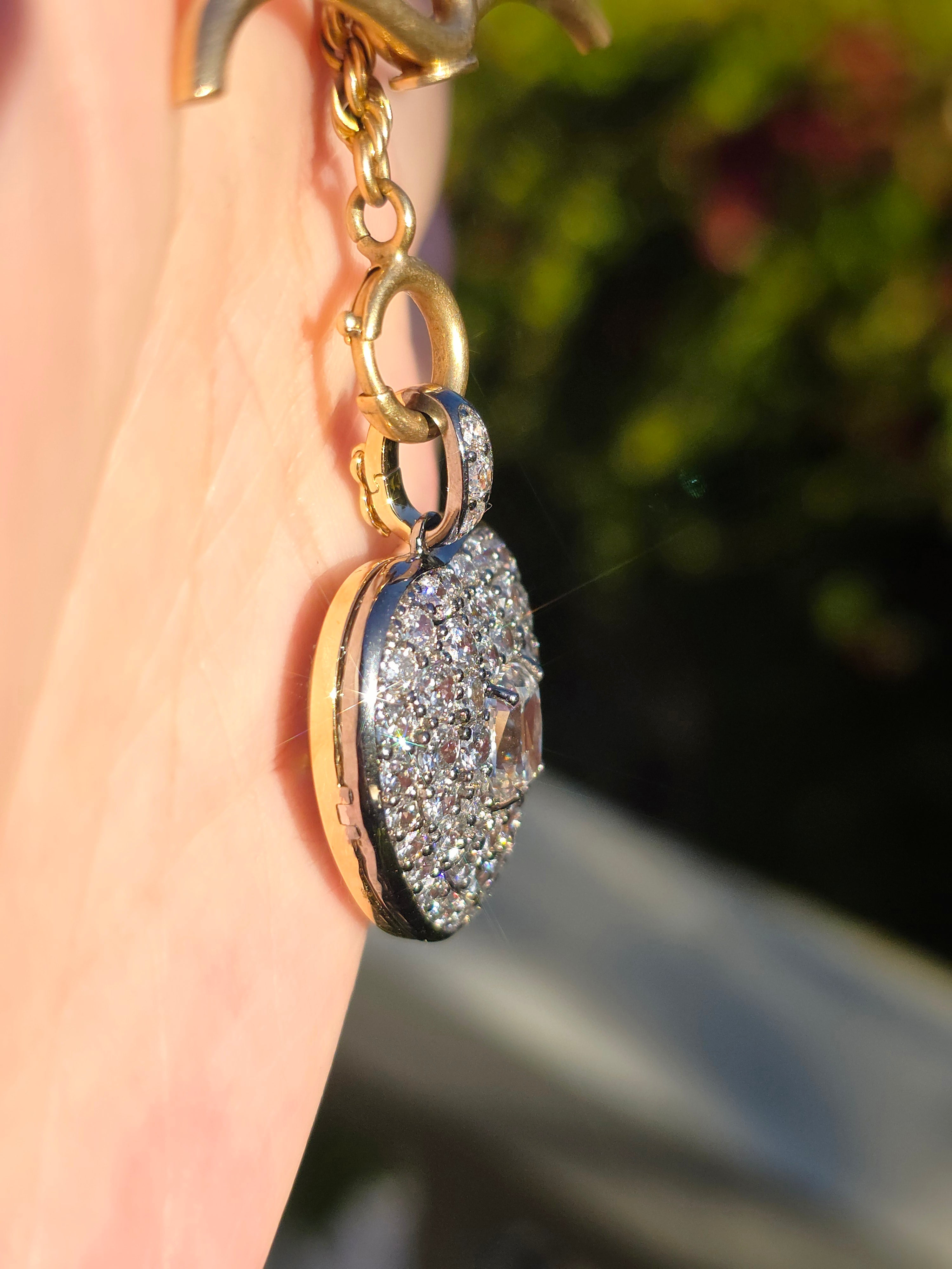 Platinum & 14K Gold Lab-grown Diamond Heart Locket Pendant | Indulgems