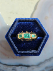 14k Yellow Gold Aurora Band Rings in Emerald & Neon Apatite | Indulgems