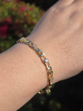 18k Solid Gold French Figaro Link Diamond Bracelet | Indulgems