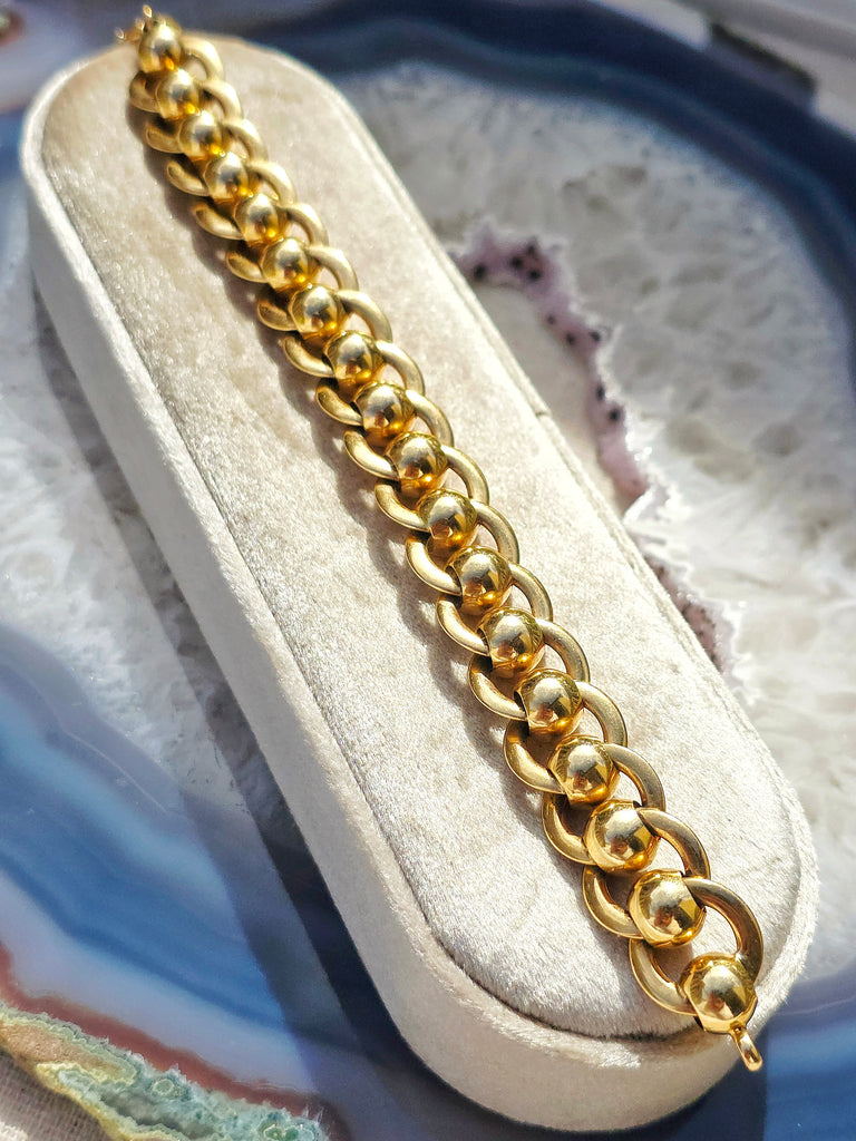 14k Solid Gold Vintage Ball & Circle Unique Chunky Bracelet | Indulgems