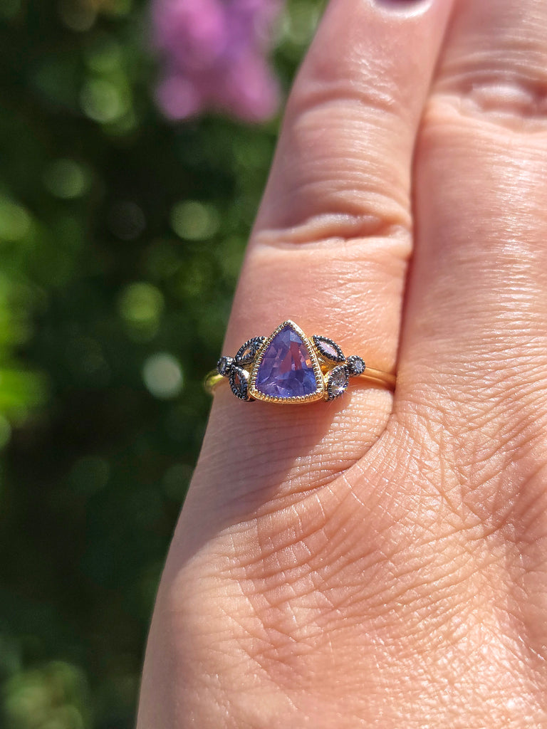 18k Yellow Gold Gemstone Laurel Rings Sz 7 | Indulgems