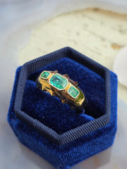 14k Yellow Gold Aurora Band Rings in Emerald & Neon Apatite | Indulgems