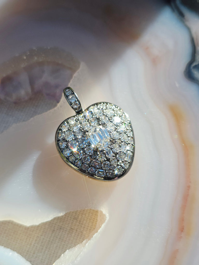 Platinum & 14K Gold Lab-grown Diamond Heart Locket Pendant | Indulgems