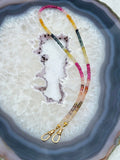 18k Solid Gold Multicolor Sapphire Faceted Gemstone Bead Necklace 17" | Indulgems | Designs in Real Gold