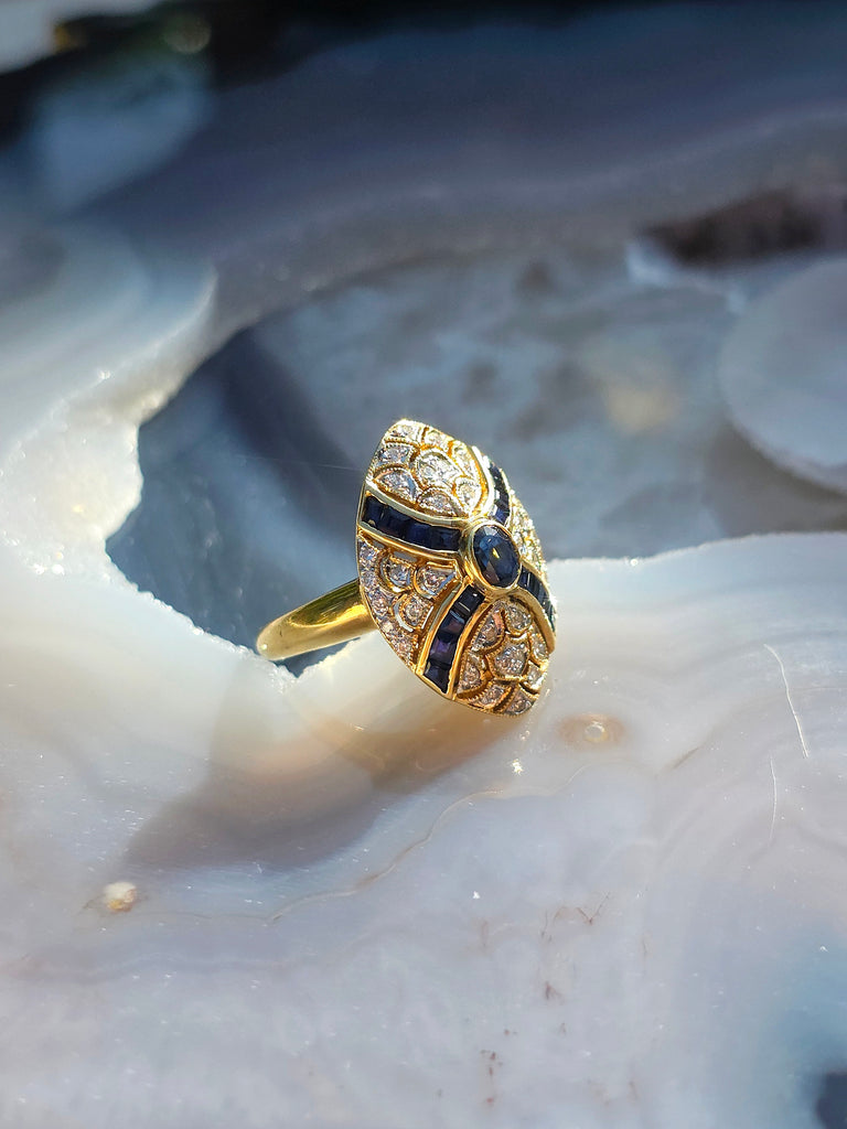 18k Yellow Gold Sapphire and Diamond Ring | Indulgems