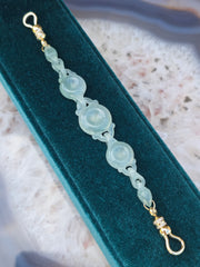 14k Yellow Gold Burmese Jadeite Handcarved Chain Extender Connector | Indulgems