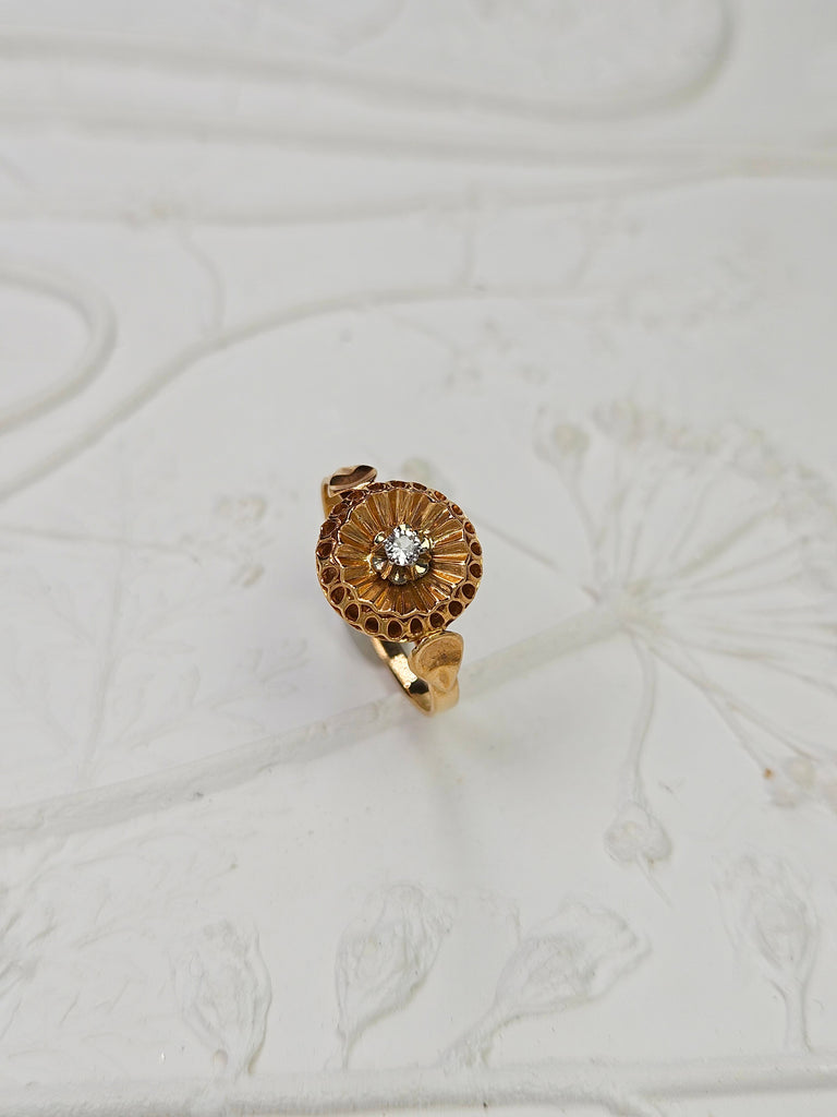 Antique 18K Gold Diamond Accent Ring 7, 8, 9