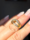 14k Yellow Gold Diamond Vintage Curve Ring Size 6.5 | Indulgems