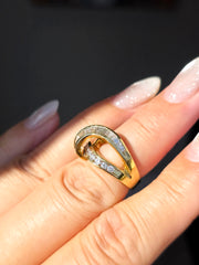 14k Yellow Gold Diamond Vintage Curve Ring Size 6.5 | Indulgems