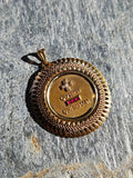 18K Yellow Gold RARE! EXTRA LARGE AUGIS Medallion Pendant with Ruby & Diamond | Antique Jewelry | Indulgems | Designs in Real Gold