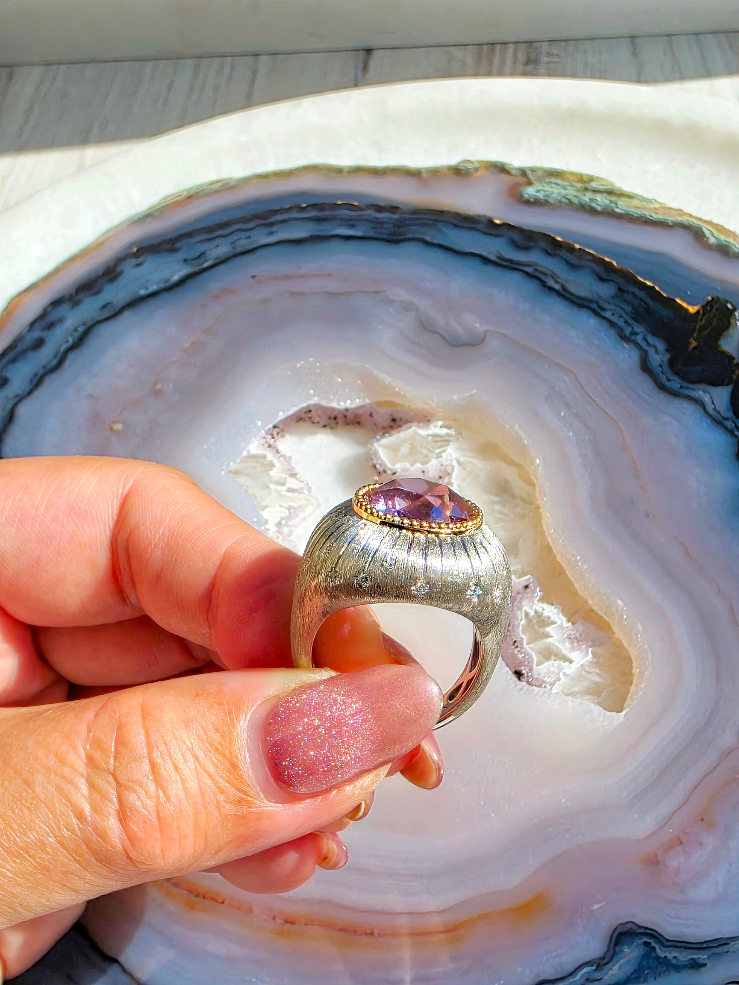 18k Gold & Platinum Star Kunzite Statement Ring | Indulgems | Hanabi Collection