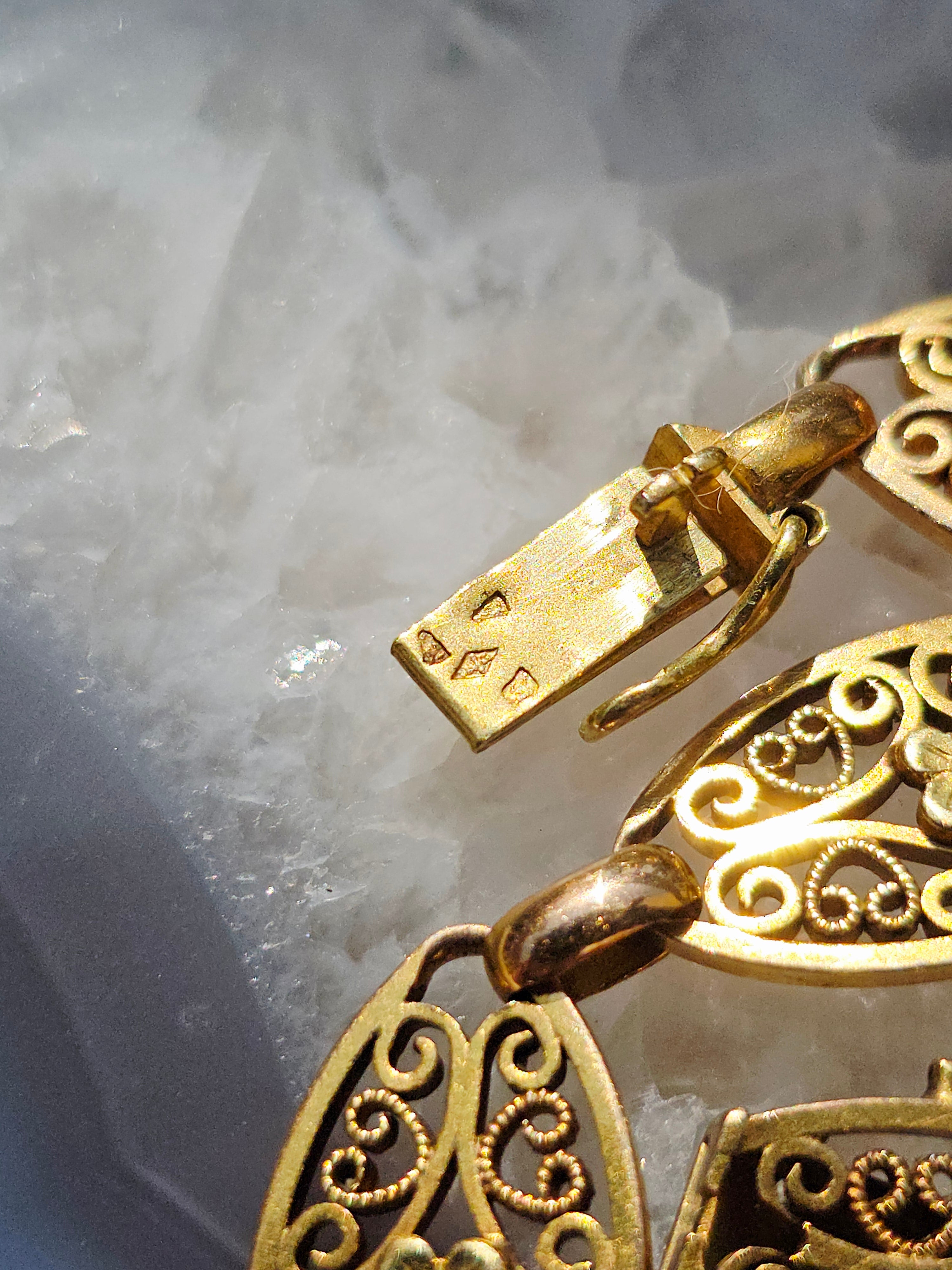 18k Solid Gold French Filigree Chain Bracelet | Indulgems