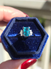 18k Solid Gold 5ct Natural Blue Zircon Ring Size 6.75 | Indulgems