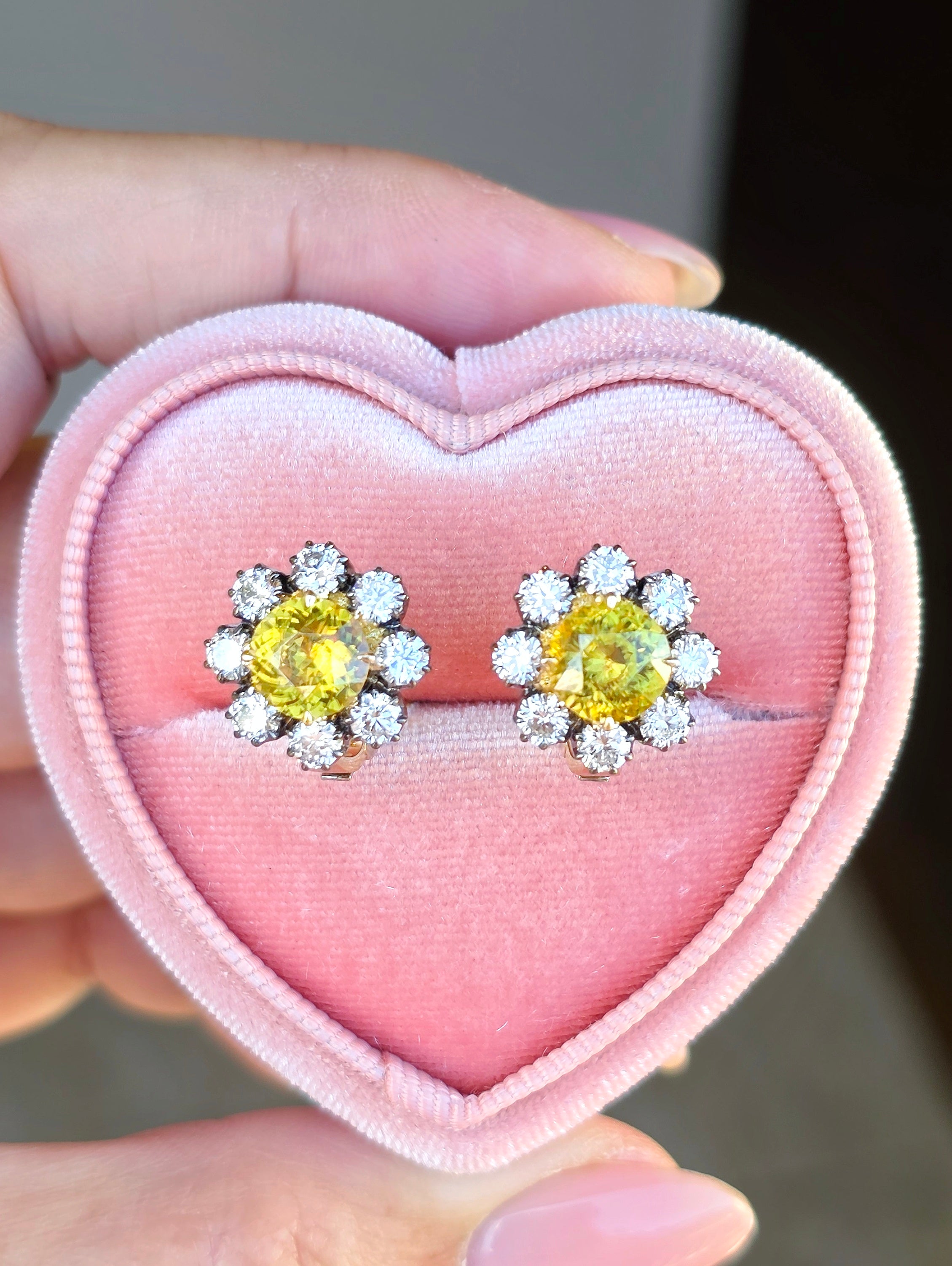 14k Yellow Gold Sphene & Diamond Omega Earrings | Indulgems | Diana Collection