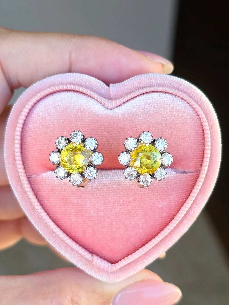 14k Yellow Gold Sphene & Diamond Omega Earrings | Indulgems | Diana Collection