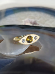 14k Solid Gold Chrysoberyl & Diamond Signet Ring Size 8 | Indulgems | Luna Collection
