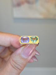 14k Yellow Gold Lilac Spinel & Mint Tourmaline Ring Size 7 | Indulgems | Duality
