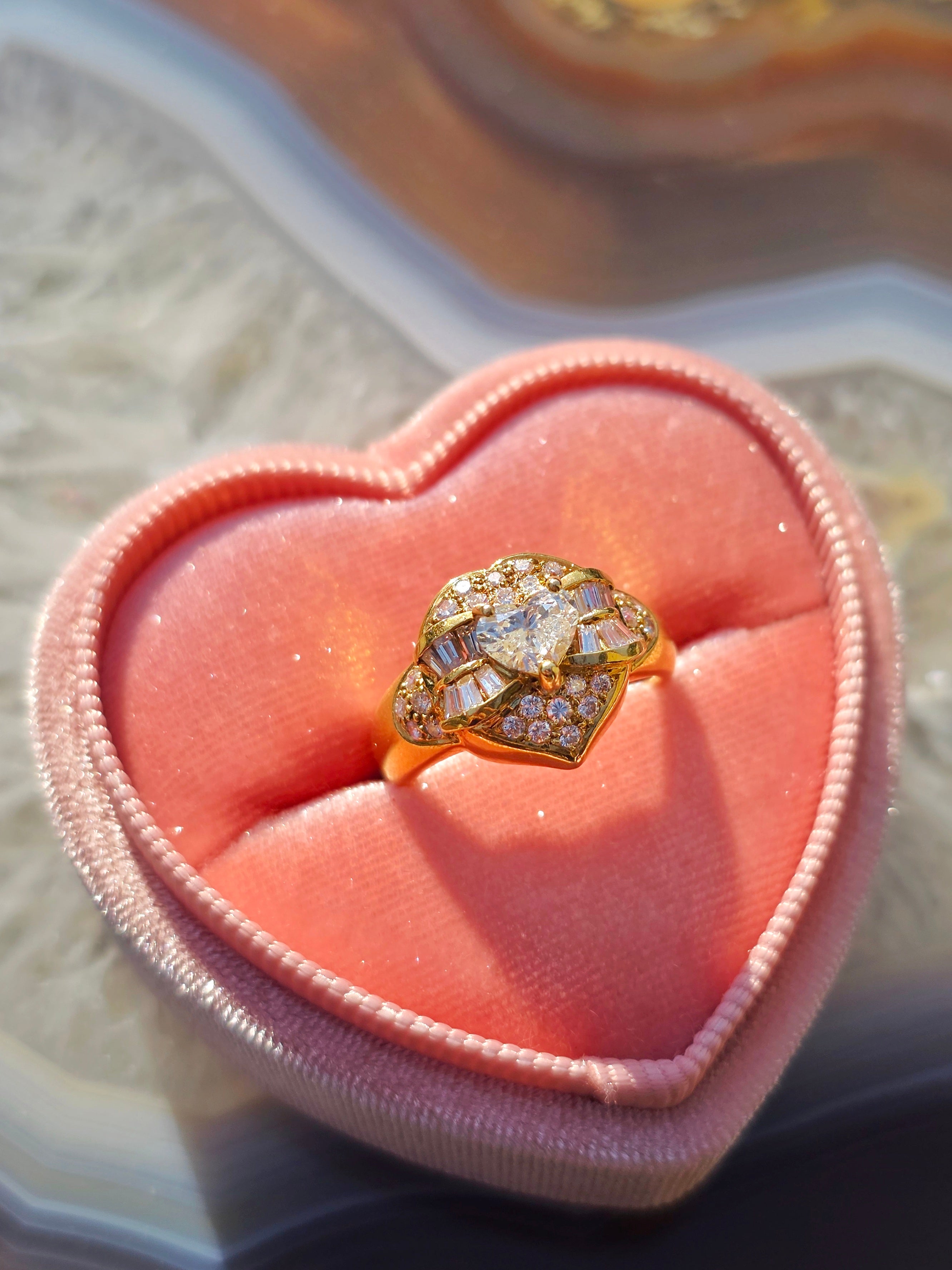 18k Solid Gold Natural Diamond Heart Ring | Indulgems | Vintage