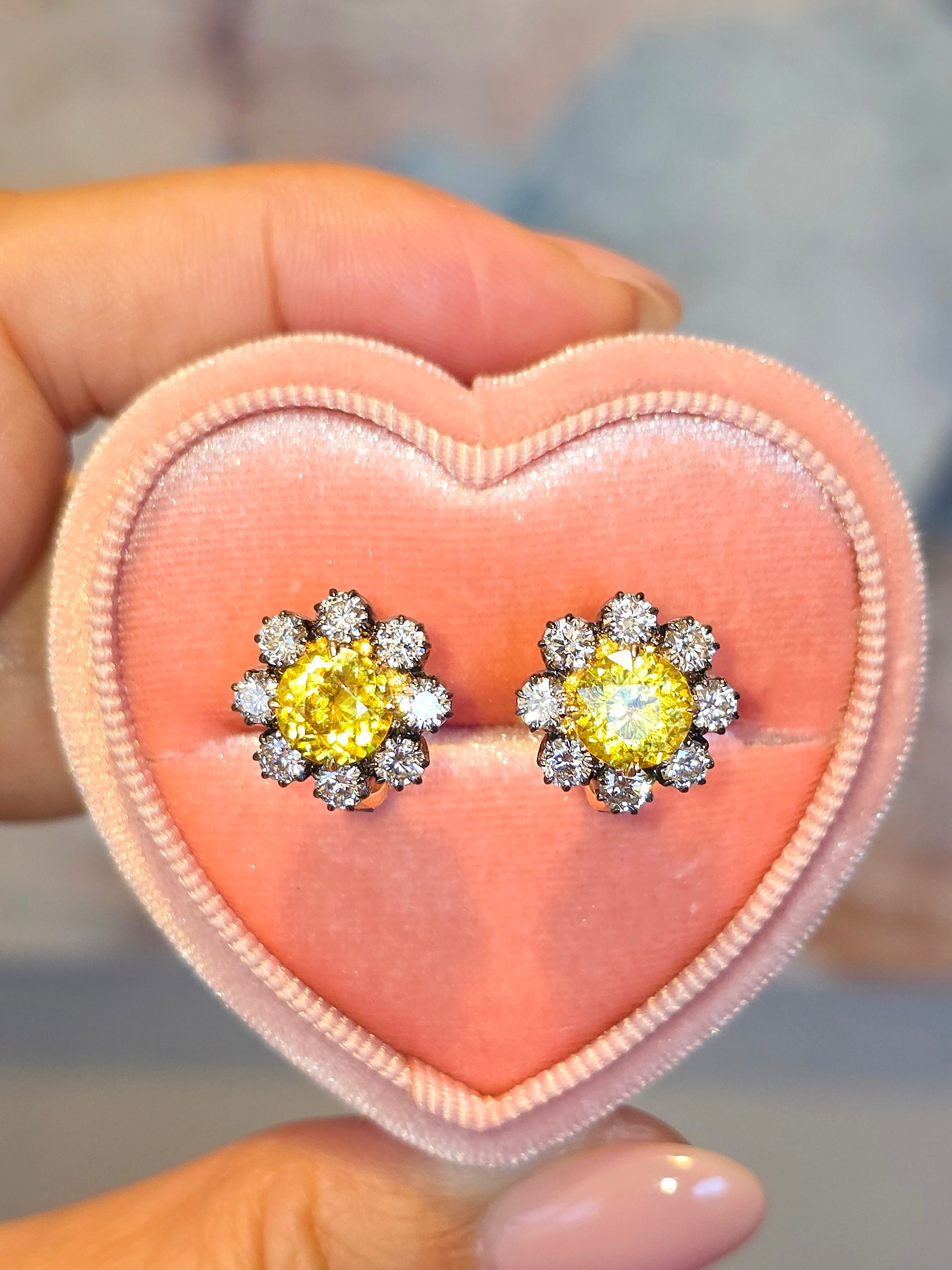 14k Yellow Gold Sphene & Diamond Omega Earrings | Indulgems | Diana Collection