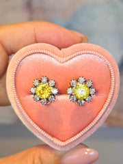 14k Yellow Gold Sphene & Diamond Omega Earrings | Indulgems | Diana Collection