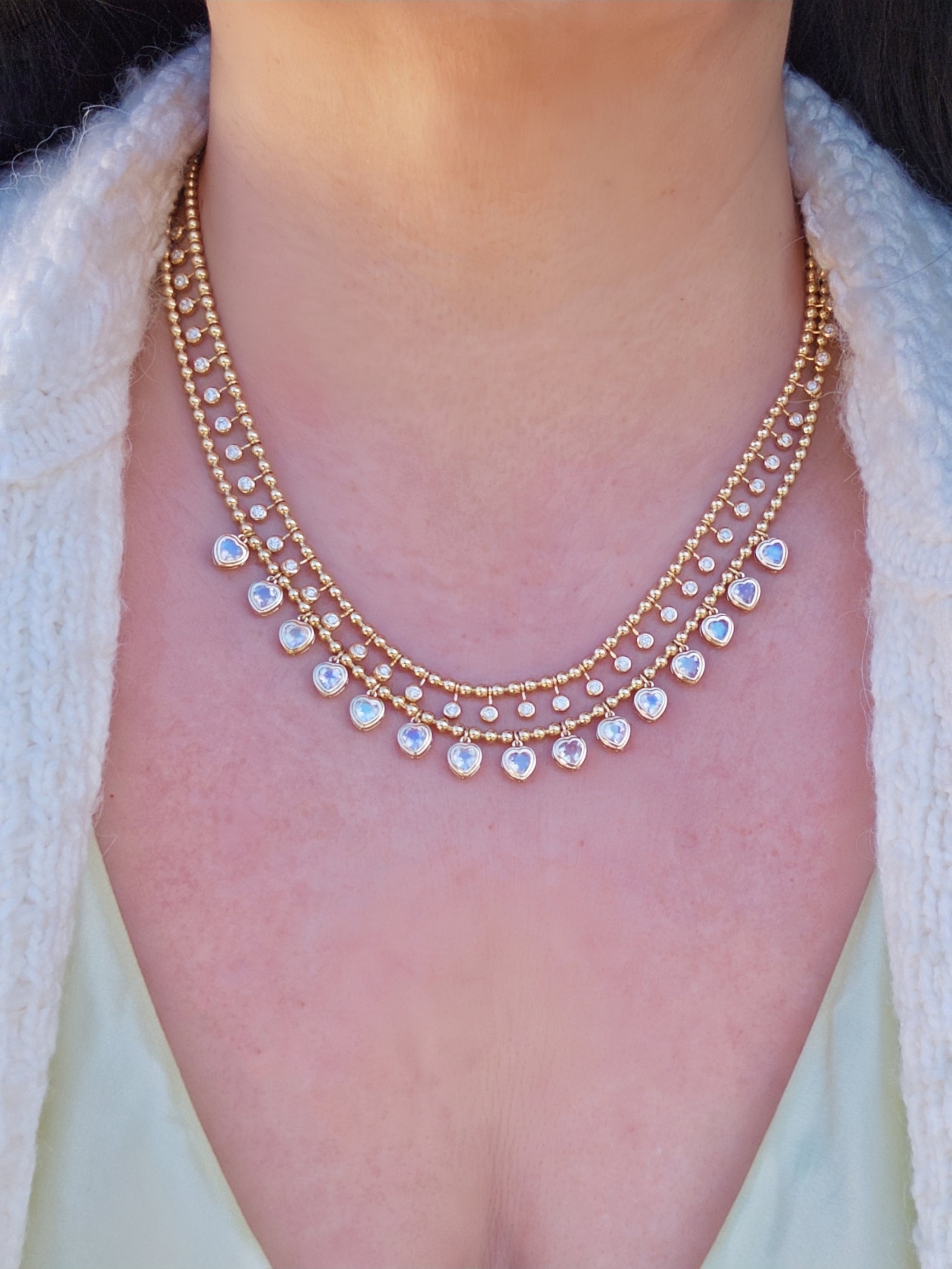 18k Yellow Gold Mimosa Necklace in Diamond Bubbles - Custom Order Deposit