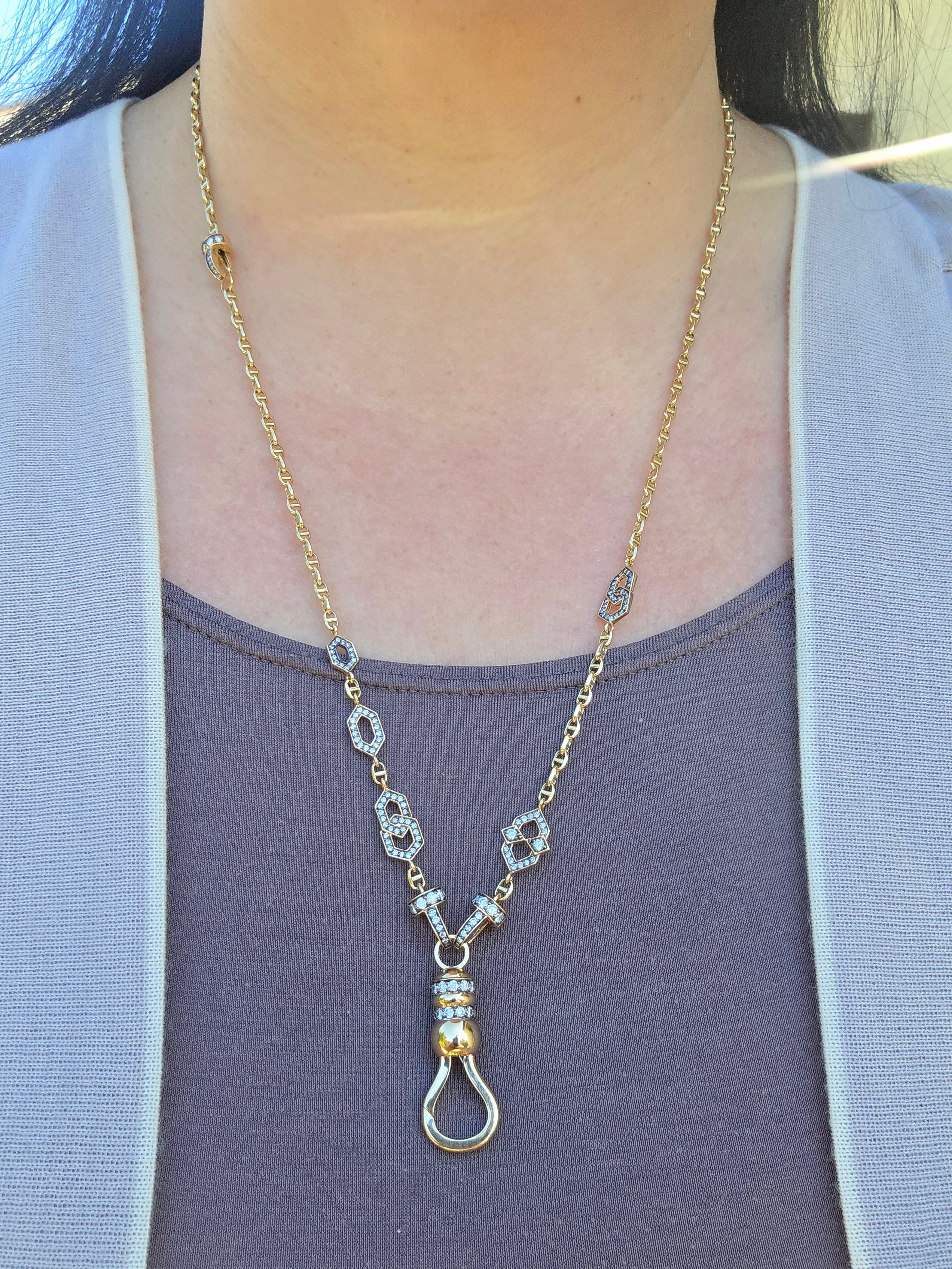 18k Solid Gold Art Deco Diamond Station Multipurpose Transformation Chain Necklace Bracelet Extender | Indulgems