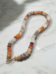 18k Yellow Gold Multi Color Moonstone Large Gemmy Gemstone Necklace 20" | Indulgems | Designs in Real Gold