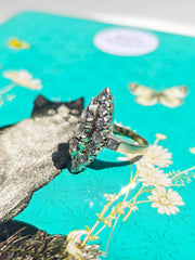 18K Solid White Gold Diamond Navette Ring Size 4.5 | Antique Jewelry | Designs in Real Gold | Indulgems