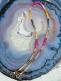 18k Solid Gold Multicolor Sapphire Faceted Gemstone Bead Necklace 17" | Indulgems | Designs in Real Gold