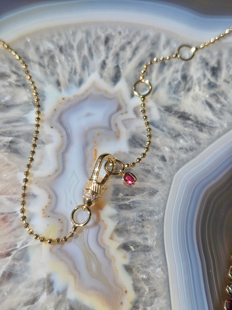 14k Yellow Gold Burmese Jedi Spinel & Diamond Half Line Necklace | Indulgems
