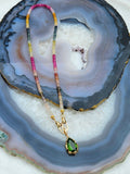 18k Solid Gold Multicolor Sapphire Faceted Gemstone Bead Necklace 17" | Indulgems | Designs in Real Gold