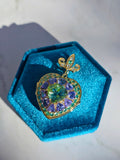 14k Yellow Gold Heart Locket Pendant with Mint Tourmaline, Tanzanite, Emerald, Diamond | Indulgems