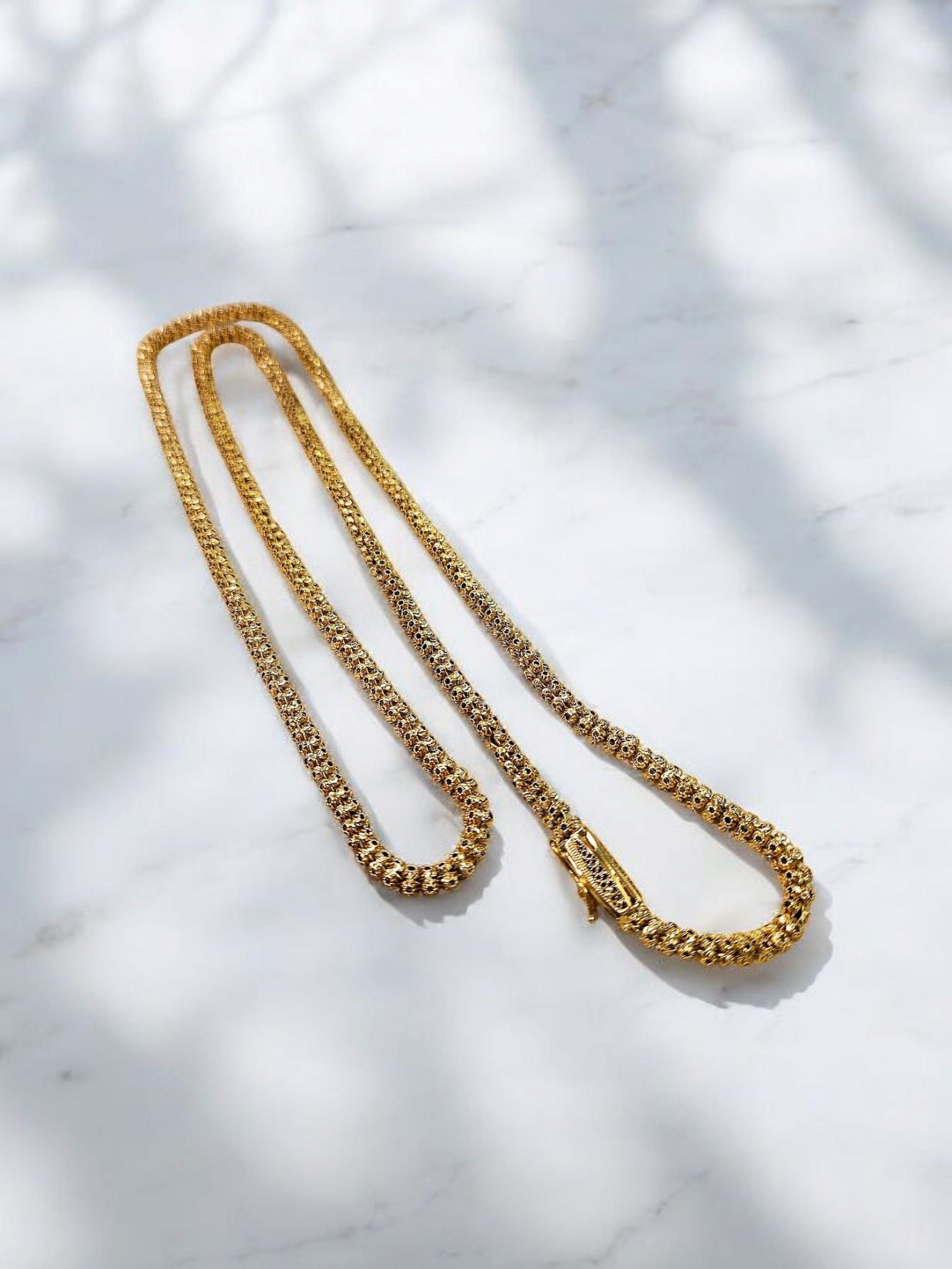 Antique 18K Yellow Gold Cannatille Long Chain Necklace 28" | Indulgems | Designs in Real Gold