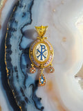 18k Solid Gold Antique Micromosaic Pendant Locket | Indulgems