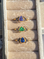 18k Yellow Gold Gemstone Laurel Rings Sz 7 | Indulgems