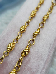 18k Solid Gold Vintage French Knotted Link Necklace | Indulgems