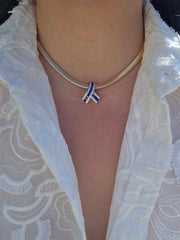 18k White Gold Blue Sapphire & Diamond Vintage Pendant Clip | Indulgems
