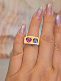14k Yellow Gold Malaya Garnet & Ceylon Sapphire Ring Size 8 | Indulgems
