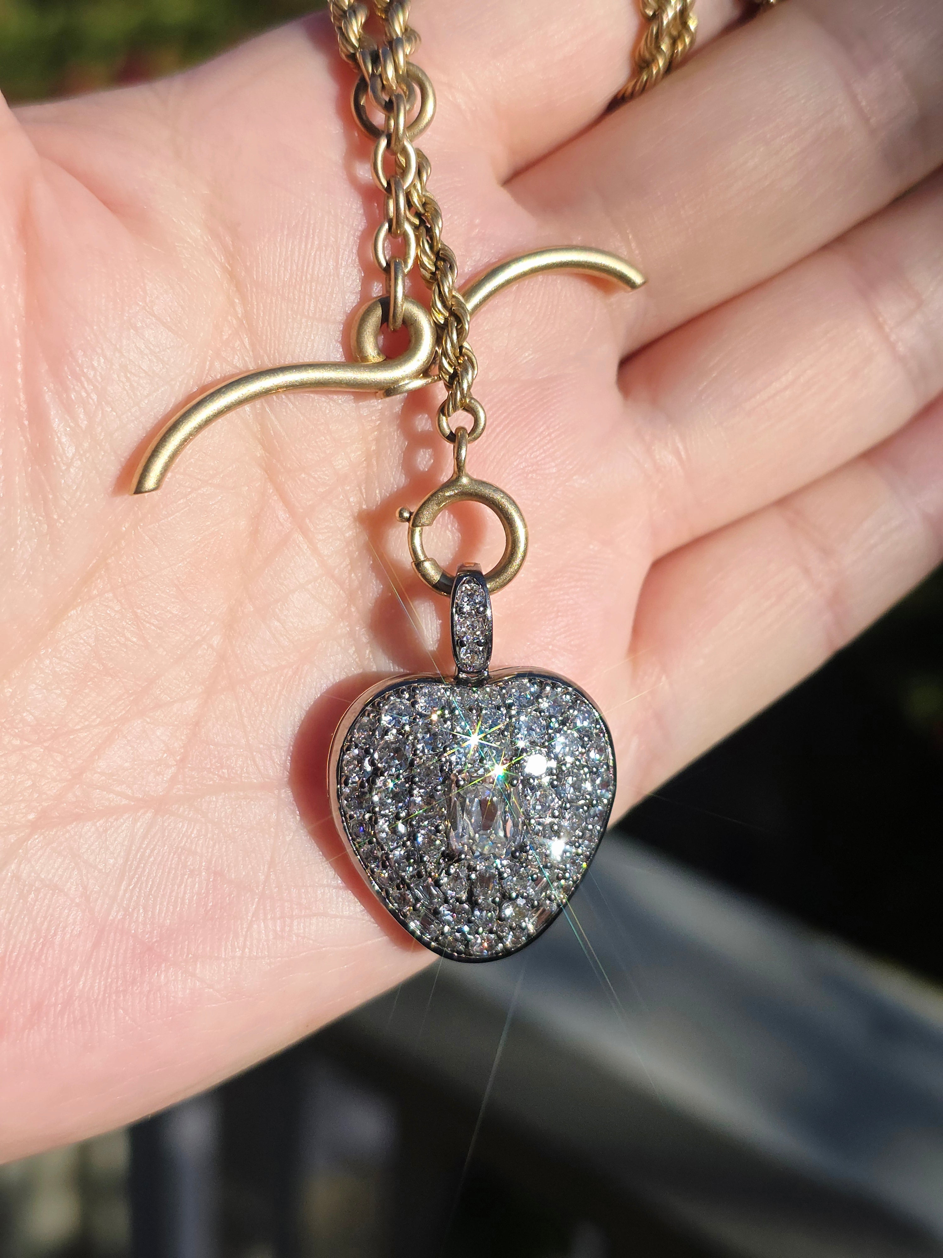 Platinum & 14K Gold Lab-grown Diamond Heart Locket Pendant | Indulgems